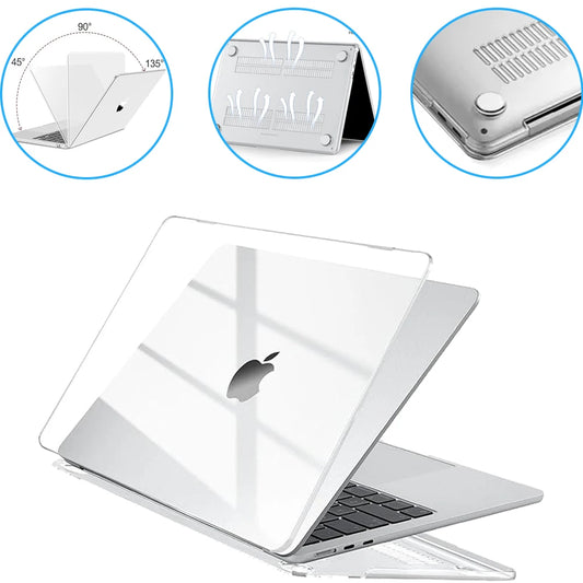 Compatible with MacBook Air 13 Inch Case 2025-2022 M4 M3 M2 Case, For Macbook Pro 14 M4 2024 Cover, Plastic Hard Shell, Crystal