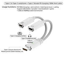 USB C Headphone and Charger Adapter 2 in 1 USB C to Aux Audio Jack with PD 100W Fast Charging Dongle Cable Cord for Galaxy S23