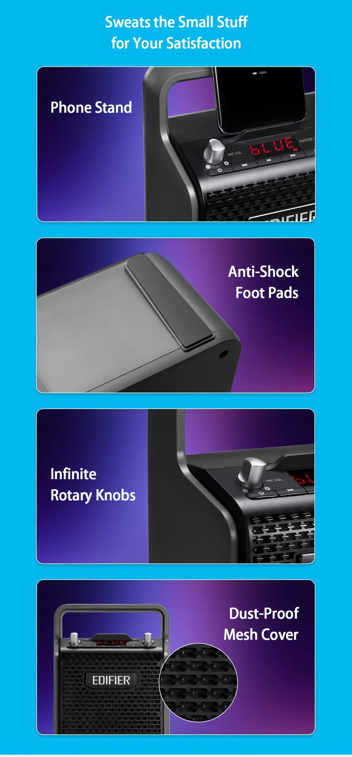 Edifier PP205 Outdoor Portable Bluetooth Speaker Line In USB TF Card Inputs 8 Hours Playback Support Wird Mic Karaoke Speaker