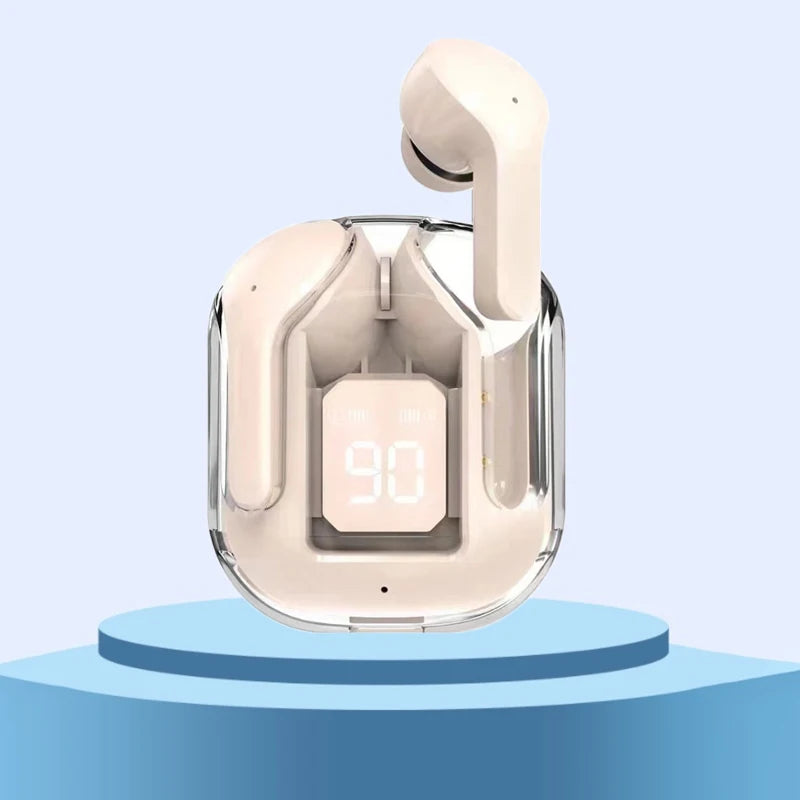 Wireless Earphones Transparent Bluetooth In Ear Headset ENC Sports Headphones LED Power Digital Display Stereo Sound Earbuds