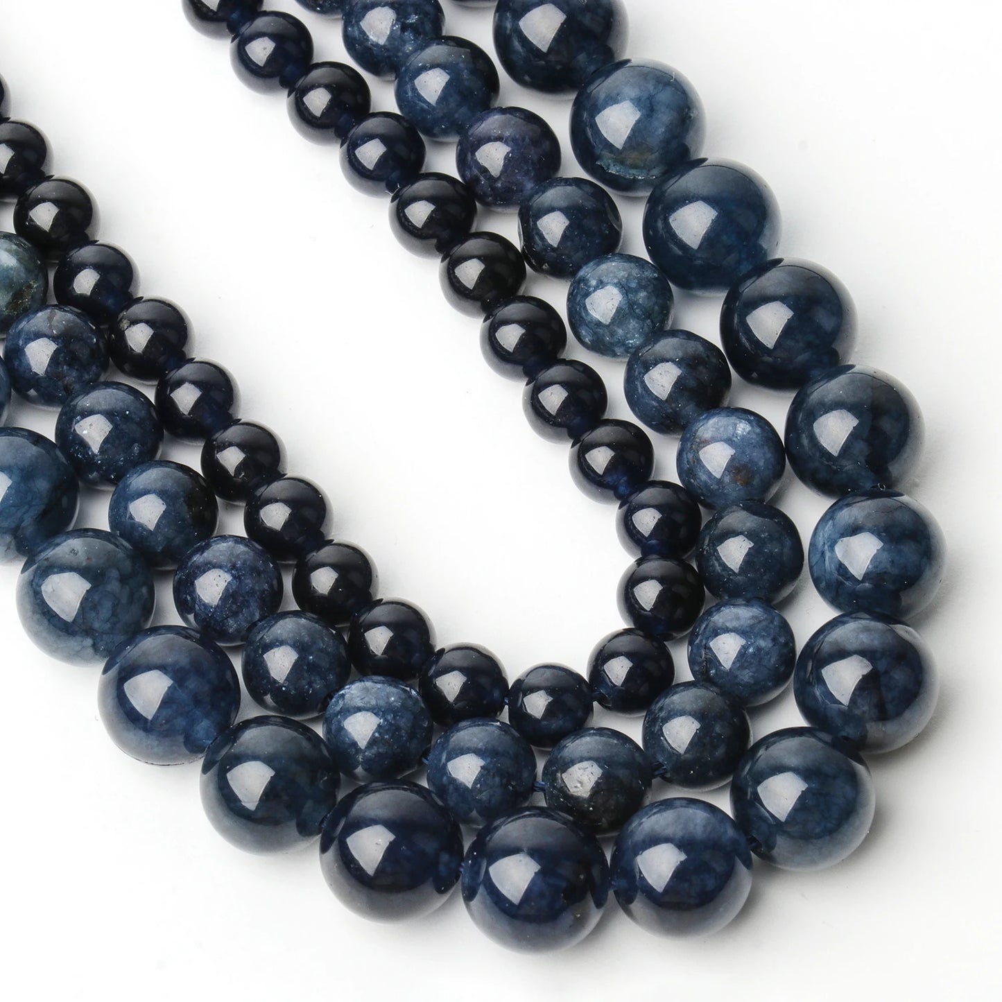 6/8/10mm Natural Stone Sapphire Color Jade Beads Blue Round Loose Beads For Jewelry Making Supplies Diy Charms Bracelets 15''