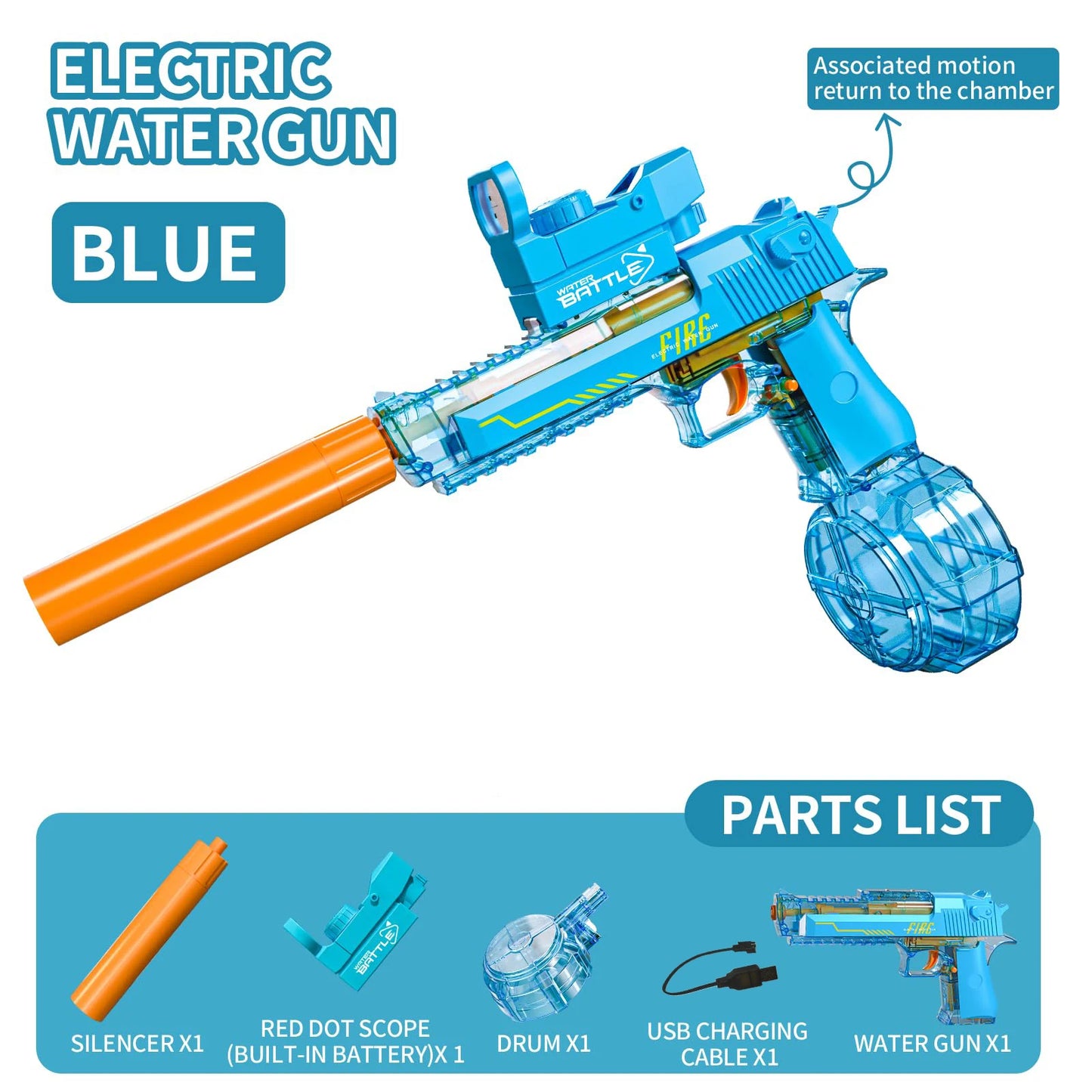 Electric Water Gun - Automatic Manual Dual Modes  Rechargeable Water Gun with Large Capacity, for Summer Outdoor Pool Fun