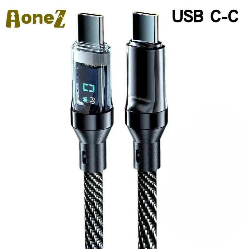 Multi Device Fast Charger Cable 60-120W with LED Display USB A to C and C to C Super Fast Charge for Huwei OPPO iPhone 15 Mac