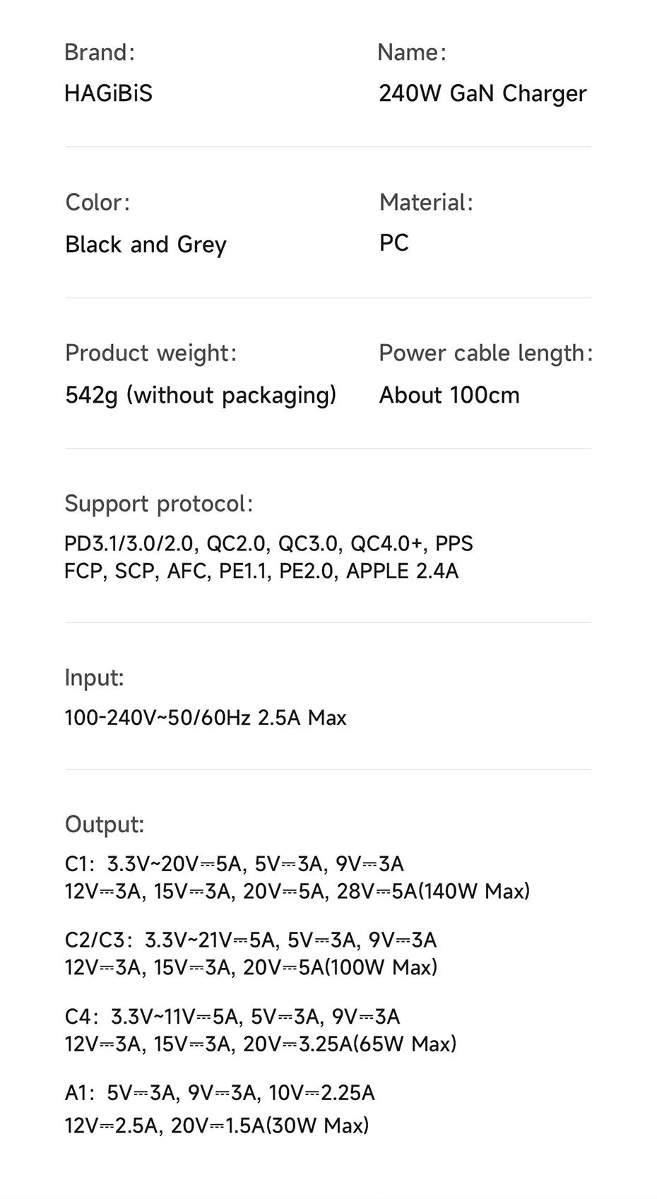 Hagibis 240W USB C Charger 5 Ports GaN 140W PD3.1 Fast Charger Desktop Charging Station with LCD Display For MacBook Pro Laptops