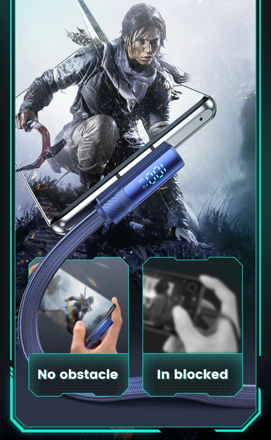 Toocki PD 100W 90 Degree USB Type C Cable to USB C Fast Cahrging for Macbook Xiaomi Huawei OPPO Samsung Huawei Display Cable