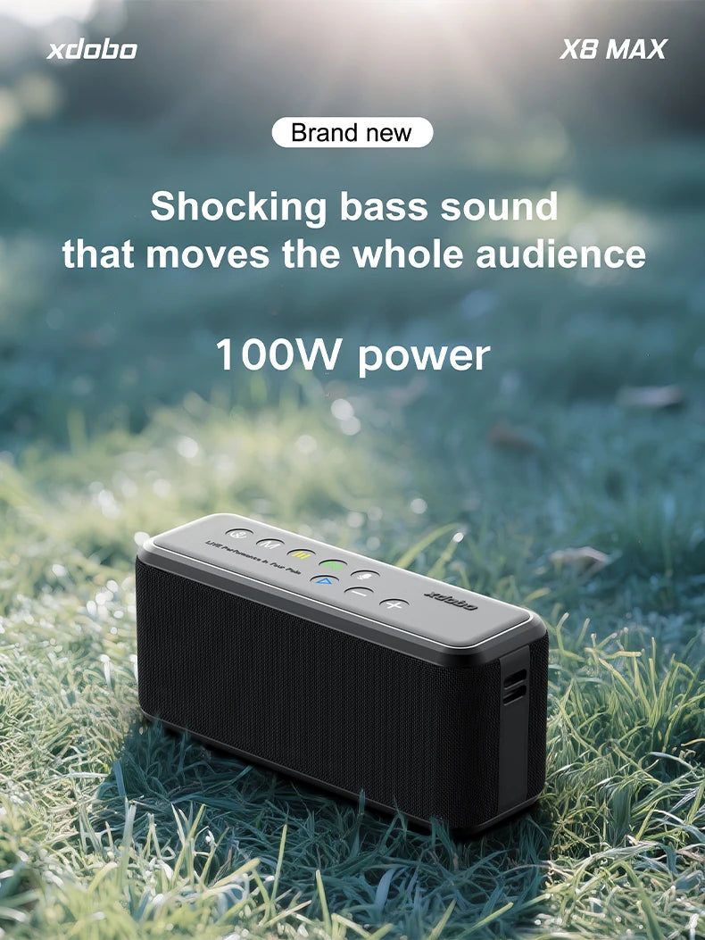 Super Power XDOBO X8 Max 100W Portable Wireless Speaker TWS Subwoofer Support USB/TF/AUX 20000mAh Four-cell Power Bank Function