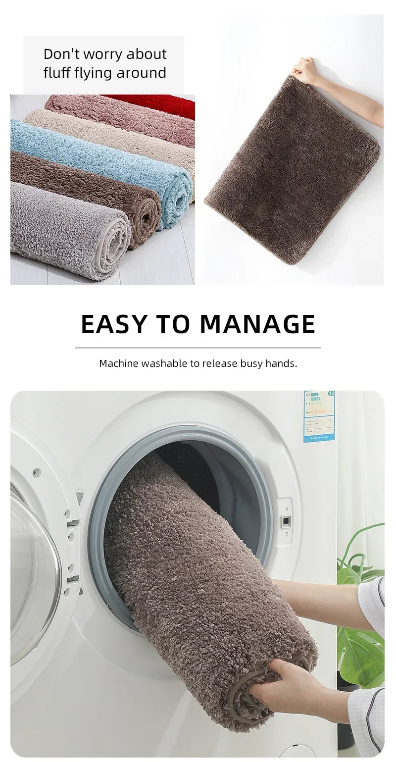 2PCS Soft Comfortable Thick Plush Floor Mat,Bathroom Floor Rug,Bedroom Carpet,Living Room Mat,Water Absorption Anti-Slip