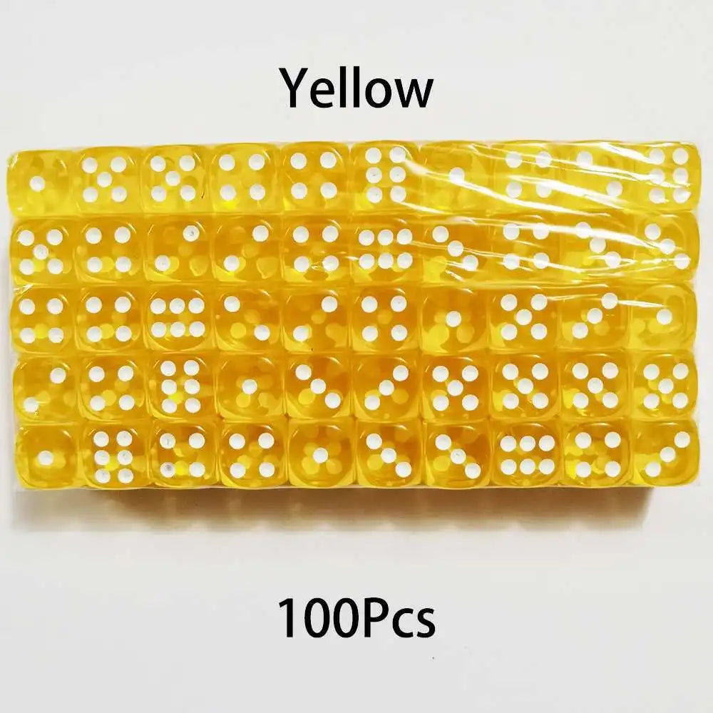 100PCS  D6 Dice 12mm 6 Sided Multicolor Transparent Color Acrylic Rounded Edges Dice For Table