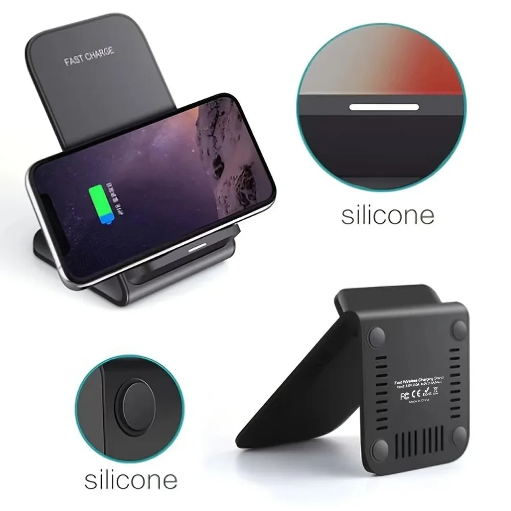 Wireless Charger Stand Pad For iPhone 16 15 14 13 12 Pro X XS Max XR 8 Samsung Xiaomi Induction Fast Charging Dock Station
