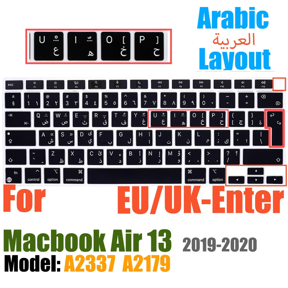 Keyboard Cover For MacBook Air 13 inch 2022 2021 2020 Release A2337 M1 A2179 with Touch ID Waterproof Protective Silicone Skin