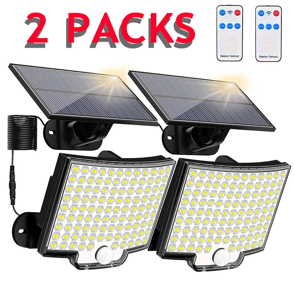 Solar Light Outdoor Waterproof 106 LEDS with Motion Sensor Floodlight Remote Control 3 Modes for Patio Garage Garden Decoration