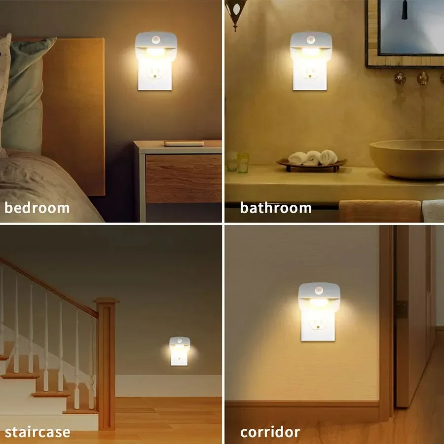 EU/US Plug LED Night Light Mini PIR Motion Sensor Lamp 3 Modes Bedside Light For Bedroom Hallway Stairs WC Bedside Night Lamp