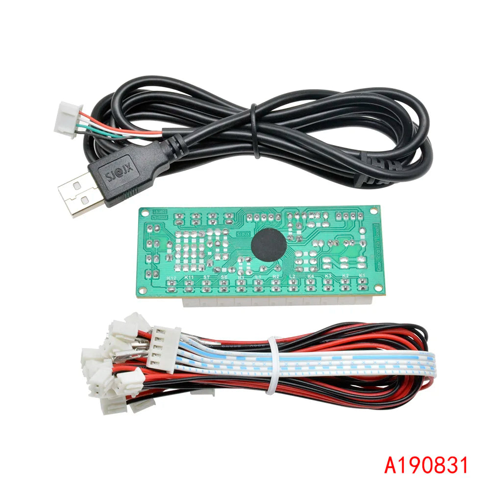 DIY Zero Delay Arcade USB Encoder PC to Joystick Arcade Rocker Circuit Board Control Module for MAME 2Pin with Cable Push Button