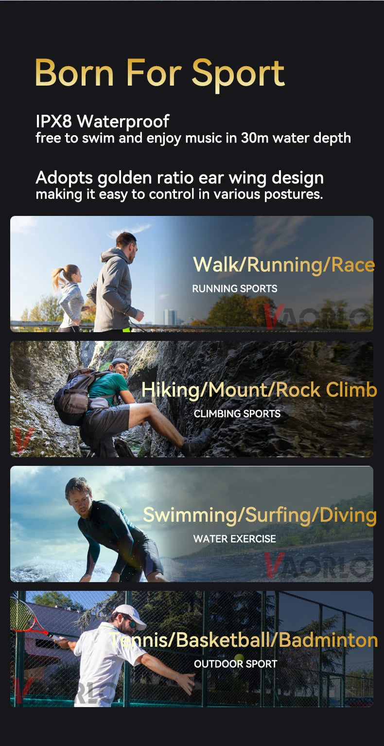 IPX8 True Waterproof Bluetooth 5.4 Swimming Diving Bone Conduction Headphone 32GB MP3 Player Summer Sports Cycling Music Headset