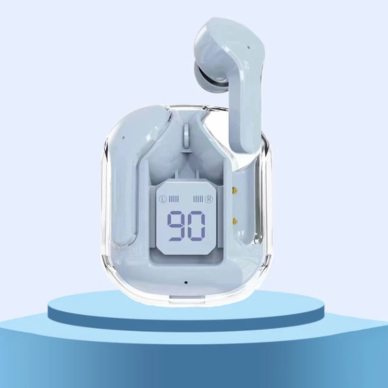 Wireless Earphones Transparent Bluetooth In Ear Headset ENC Sports Headphones LED Power Digital Display Stereo Sound Earbuds