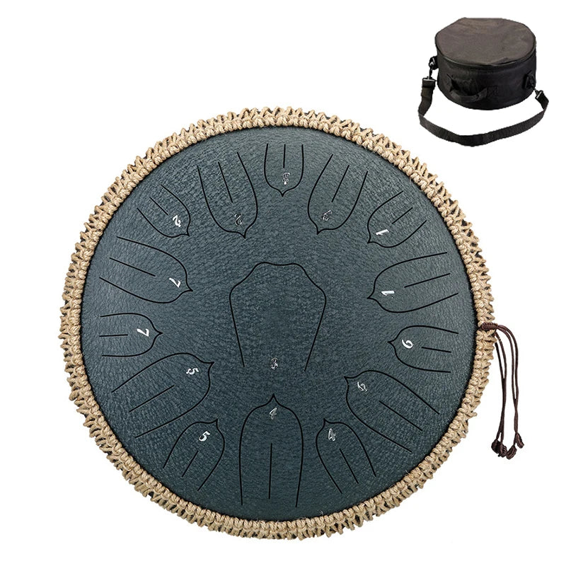 Hluru Music Drum 13 Inch 15 Notes Glucophone Steel Tongue Drum 15 Notes D Tone Ethereal Drum  Percussion Musical Instruments