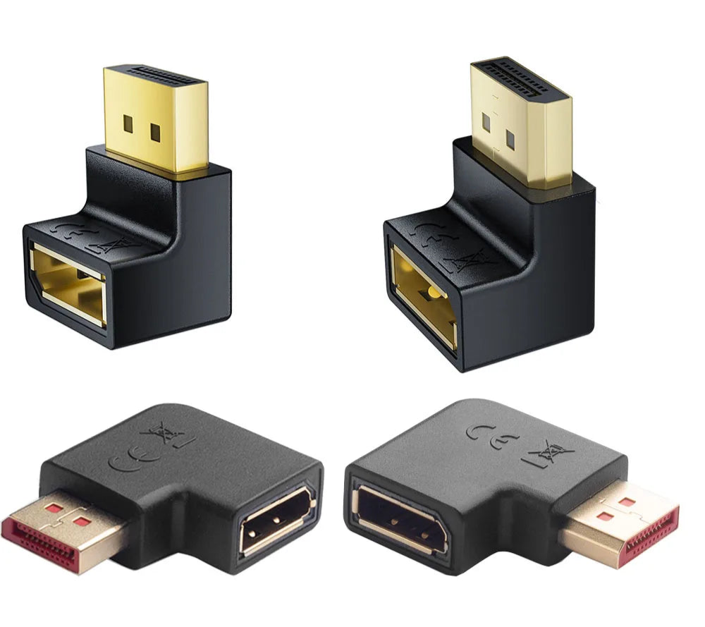90 Degreen DisplayPort cable adapter Right Left angle Displayport adapter converter DisplayPort 1.4 adapter 4K 144Hz DP adapter