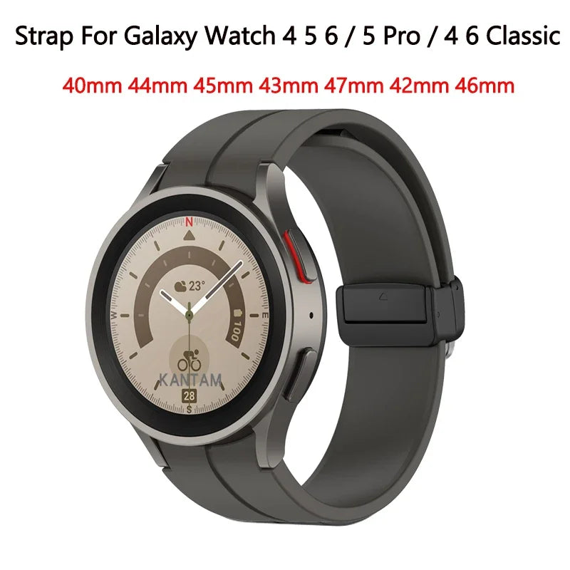 No Gap Magnetic Silicone Strap For Samsung Galaxy Watch 7 6 5 4 44mm 40mm Pro 45mm Bracelet Galaxy Watch6 Classic 43mm 47mm Band