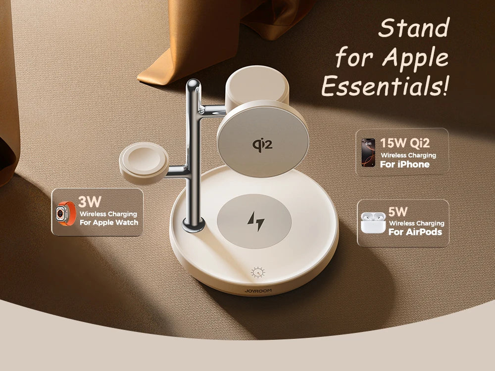 Joyroom Qi2 Magnetic Charging Station for Apple Fast Wireless Charger for iPhone 16 15 14 Pro Max for iWatch for AirPods JR-W23