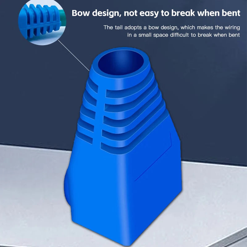 Colorful CAT5E CAT6 RJ45 Ethernet Network Connector Plug Cover Strain Relief Boots Crystal Head Protective Cable Sleeve For 8P8C