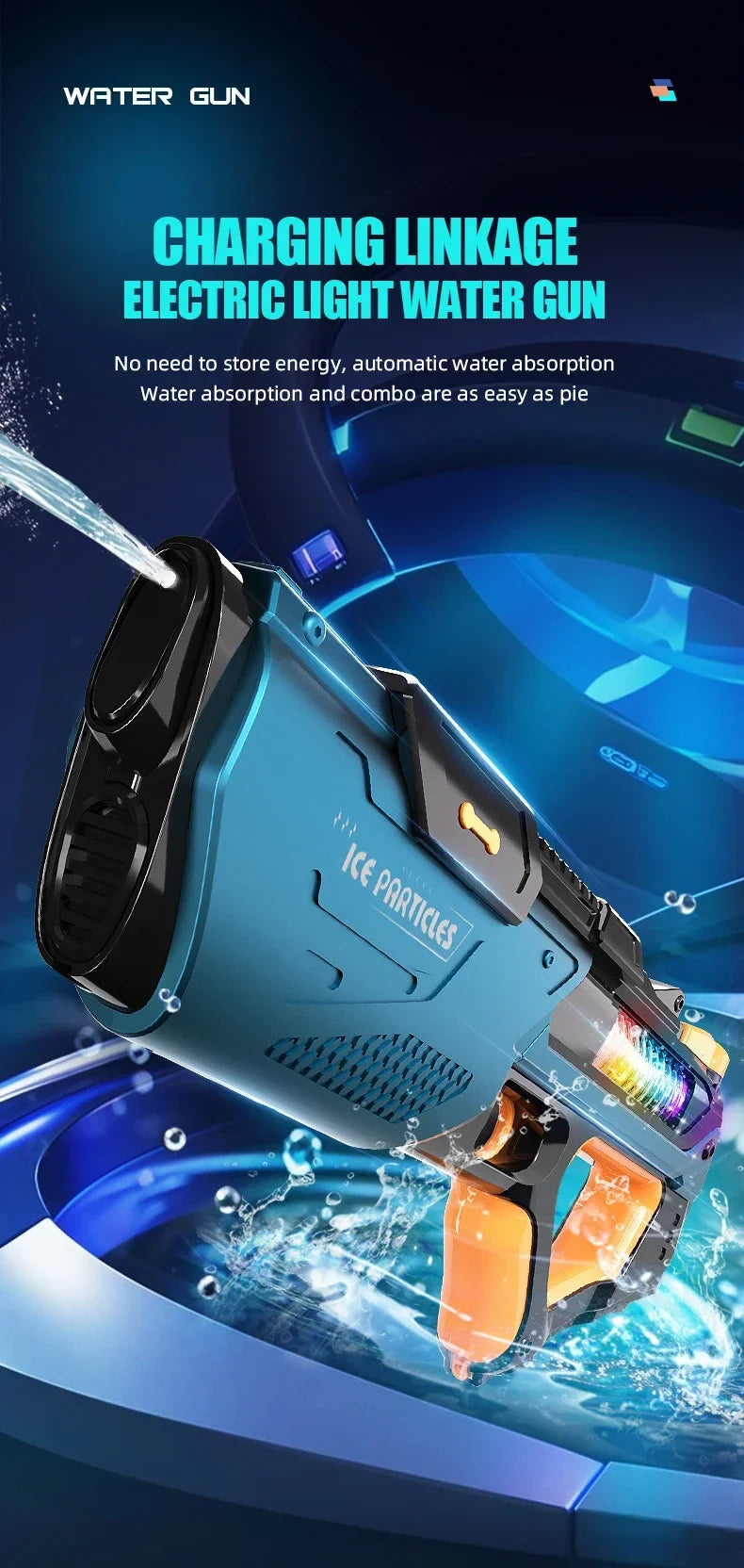 Full Electric Automatic Water Storage Gun Toys Portable Children Summer Beach Outdoor Fight Fantasy Toys for Boys Kids Game