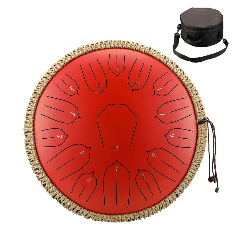 Hluru Music Drum 13 Inch 15 Notes Glucophone Steel Tongue Drum 15 Notes D Tone Ethereal Drum  Percussion Musical Instruments