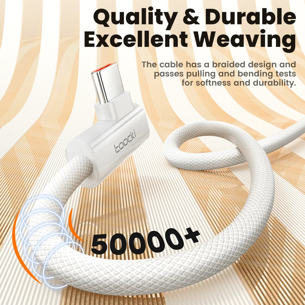 Toocki 100W Elbow 90 Degree USB A to Type C Fast Charging Cable 6A USB C Data Cable For Huawei Samsung Xiaomi Iphone16 15 Tablet
