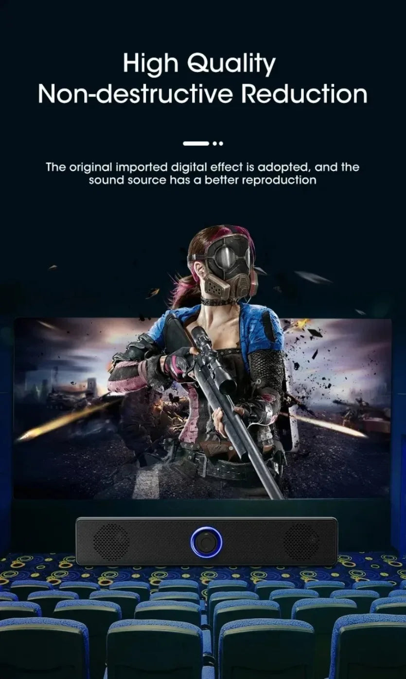 XIKCU Wireless Bluetooth and PC Soundbar Wired Speaker USB Powered Soundbar for TV Pc Laptop Home Theater Surround Audio System