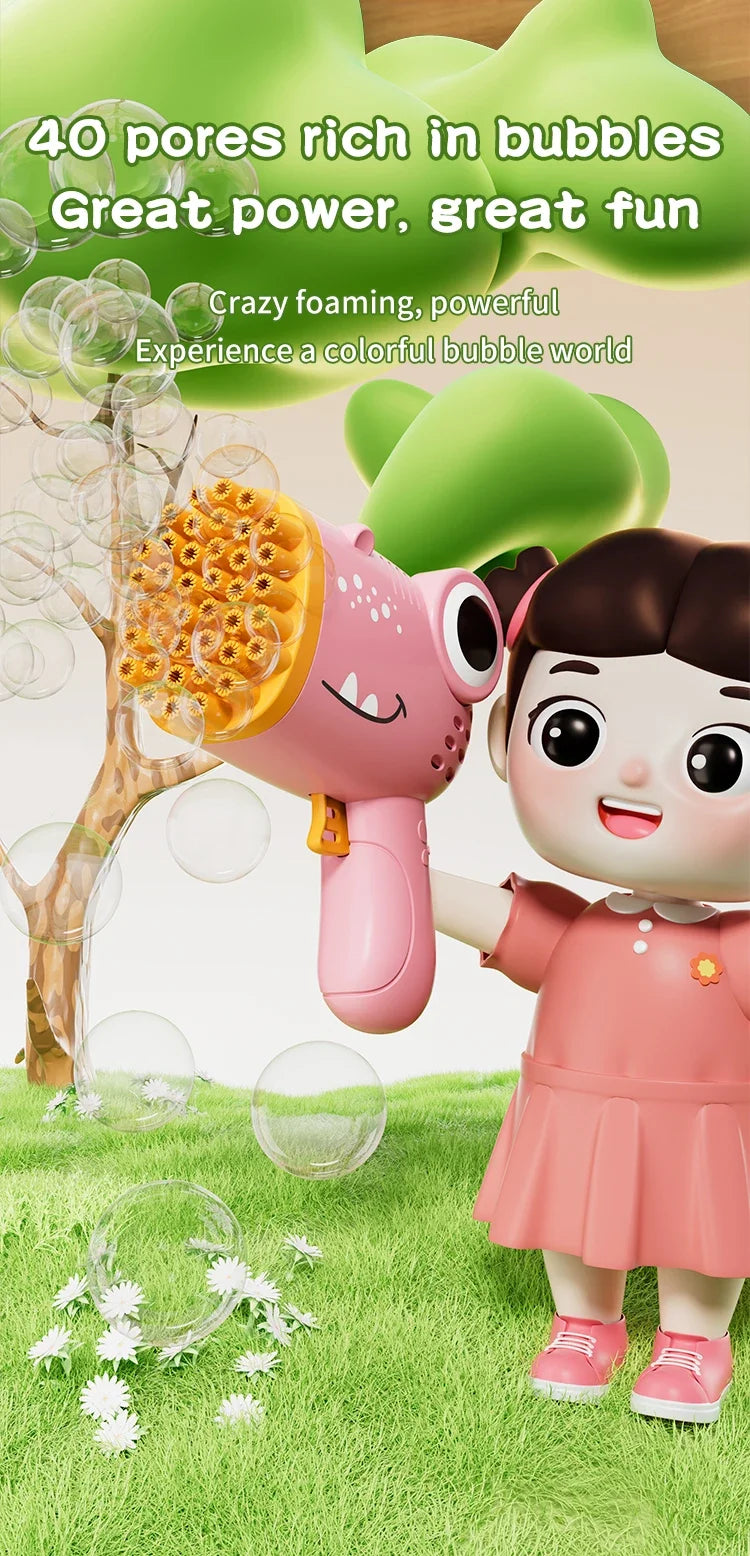 40 Hole Dinosaur Bubble Machine Children's Gift Continuous Bubble Making Wedding Outdoor (Excluding Bubble Liquid and Battery)