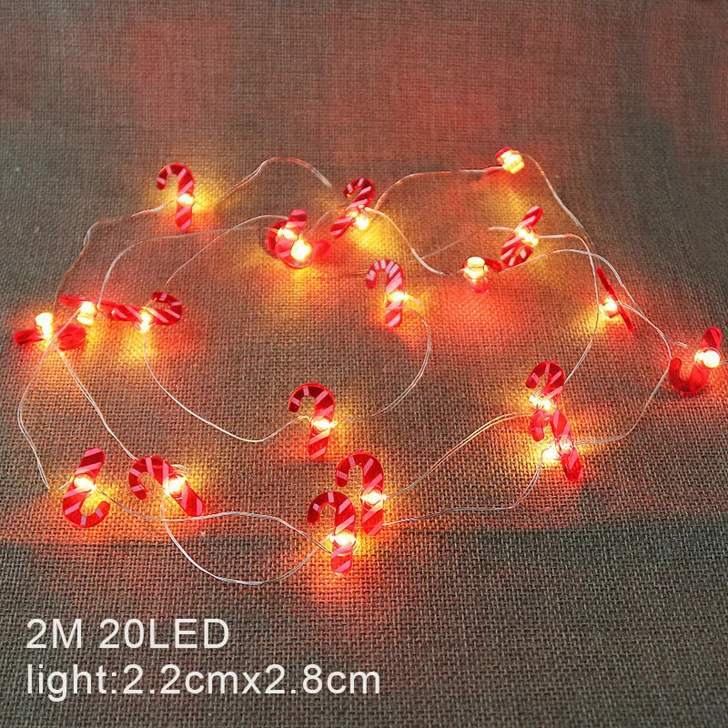 2M Fairy String Lights Santa Claus Snowman LED Garland String Lights Bedroom Garden Decorations 2024 Merry Christmas Supplies