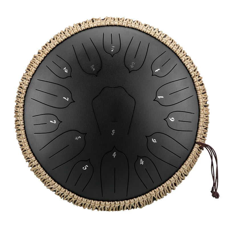 Hluru Music Drum 13 Inch 15 Notes Glucophone Steel Tongue Drum 15 Notes D Tone Ethereal Drum  Percussion Musical Instruments