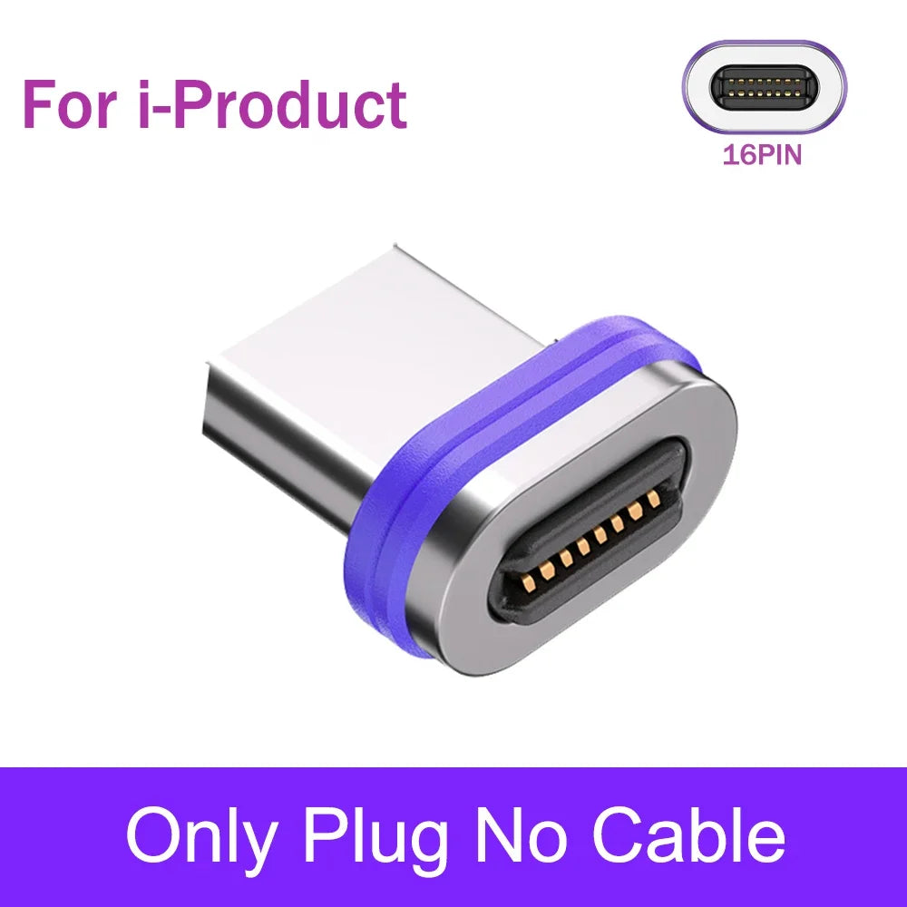 AUFU 16pin 180 Rotate Magnetic Cable 240W Fast Charging Micro USB Type C Cable For iPhone Xiaomi Samsung Magnet USB Phone Cable