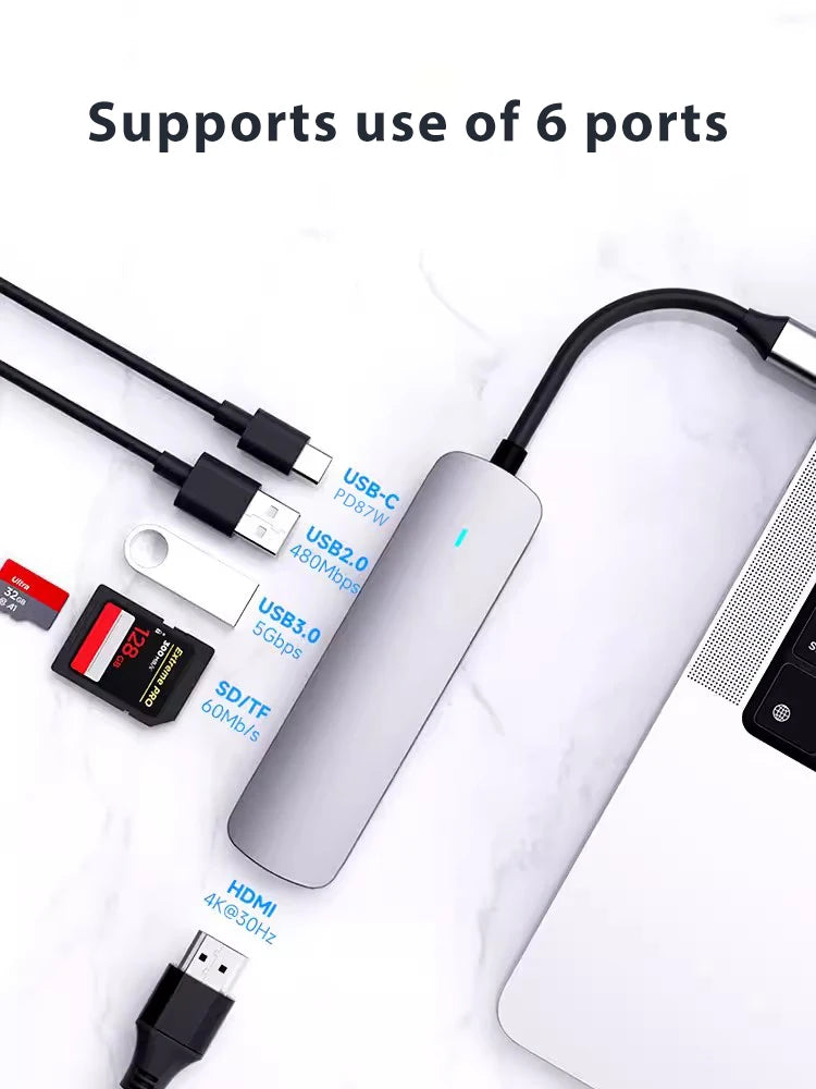 USB 3.0 Type-C Hub to 4K HDMI Adapter Thunderbolt 3 RJ45 USB C Hub VGA TF SD Reader Slot for MacBook Pro M3 M2 Air 13 2022 2021