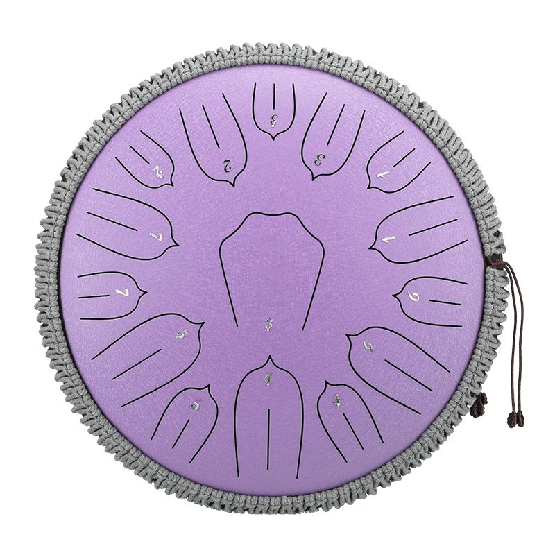 Hluru Music Drum 13 Inch 15 Notes Glucophone Steel Tongue Drum 15 Notes D Tone Ethereal Drum  Percussion Musical Instruments