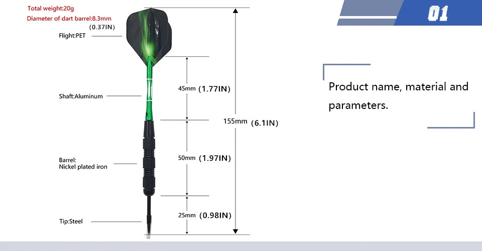 New Darts High-quality 3Pcs/set Steel Pointed Darts Professional 20g Indoor Sports Entertainment Dart Green Shafts Flight