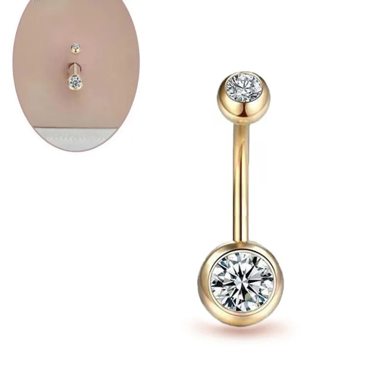 1Pc Belly Button Ring 316L Stainless Steel Belly Ring Piercing, 8/10/12mm Belly Button Stud for Women