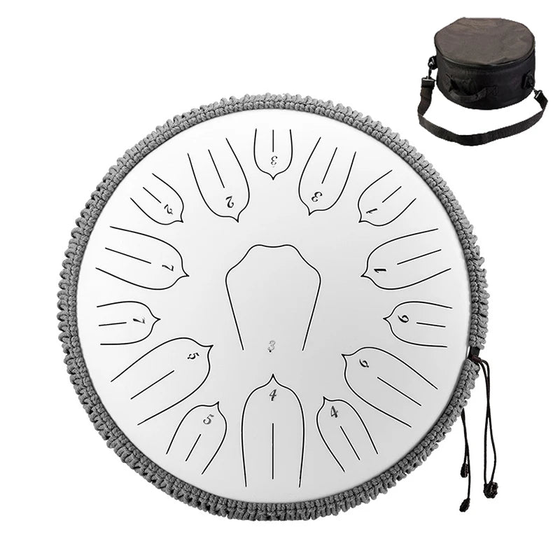 Hluru Music Drum 13 Inch 15 Notes Glucophone Steel Tongue Drum 15 Notes D Tone Ethereal Drum  Percussion Musical Instruments