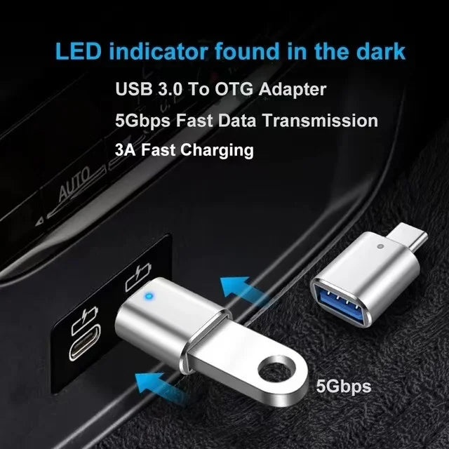 USB 3.0 OTG adapter USB-C to USB A converter suitable for Macbook Samsung Xiaomi Huawei LED USBC OTG connector