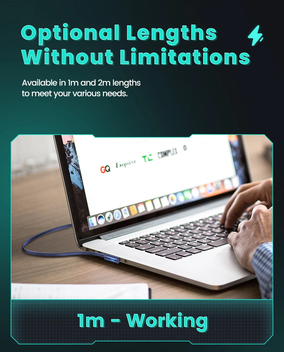 Toocki PD 100W 90 Degree USB Type C Cable to USB C Fast Cahrging for Macbook Xiaomi Huawei OPPO Samsung Huawei Display Cable