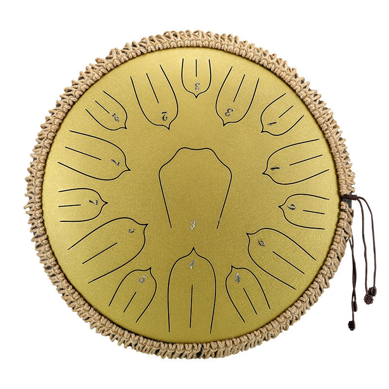 Hluru Music Drum 13 Inch 15 Notes Glucophone Steel Tongue Drum 15 Notes D Tone Ethereal Drum  Percussion Musical Instruments