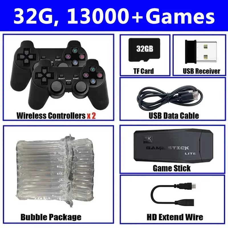 M8 4K Retro Game Console - 64GB Handheld TV Stick with 20,000+ Preloaded Games & Wireless Controller