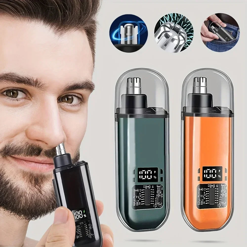 USB Rechargeable Nose & Ear Hair Trimmer for Men, Portable Mini Compact Design with Fast Charge, Electric Grooming Kit