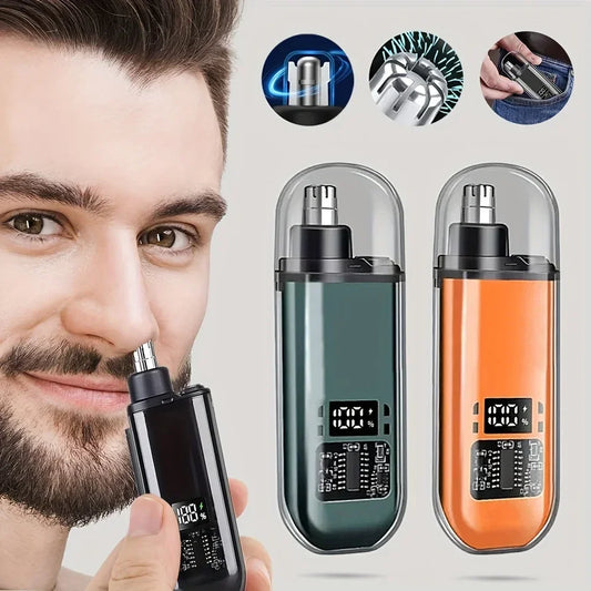 USB Rechargeable Nose & Ear Hair Trimmer for Men, Portable Mini Compact Design with Fast Charge, Electric Grooming Kit