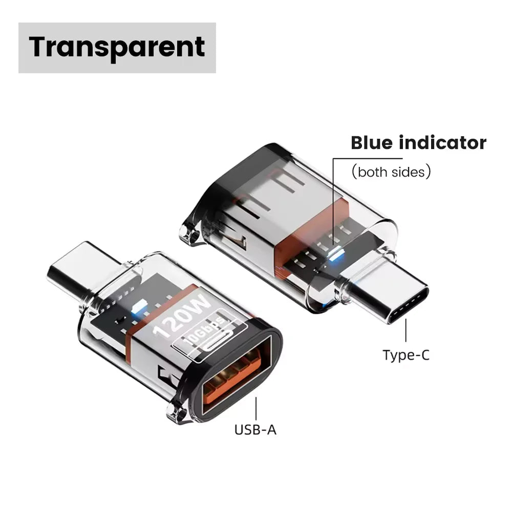 USB3.2 Adapter 10Gbps, 120W USB C Female to USB Male/USB Type-C Male to USB Female Adapter OTG Fast Charging with Double