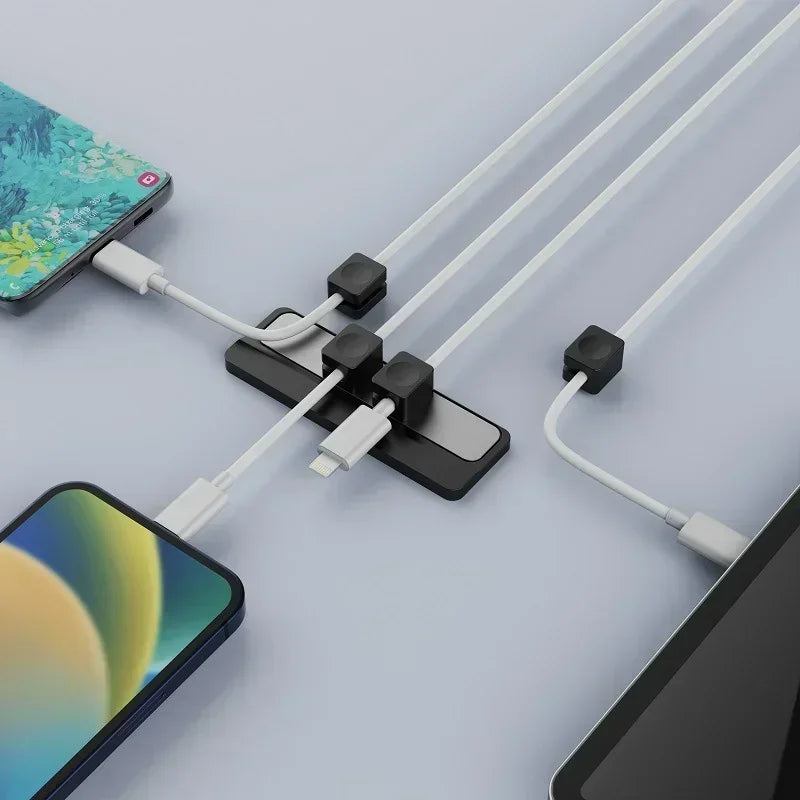 Magnetic Phone Cable Organizer Smooth Adjustable Cord Holder Under Desk Cable Management Pad Wire Keeper Cable Organizer Holder