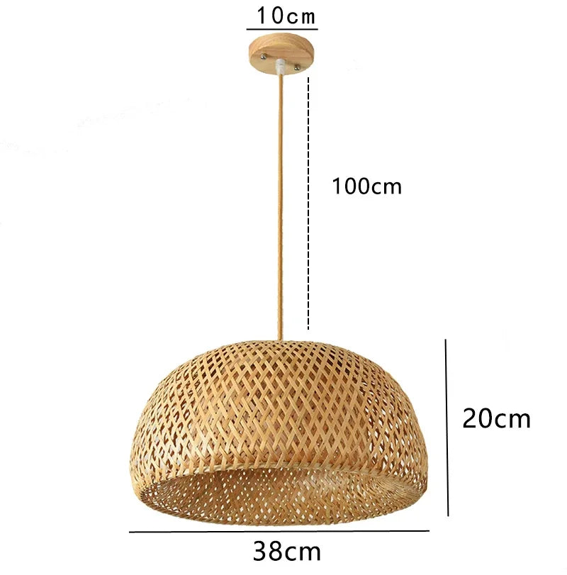 30/38/45CM Hand Knitted Chinese Bamboo Pendant Lamp Weaving Hanging Lamp Restaurant Chandeliers Home Decor Lighting Fixture