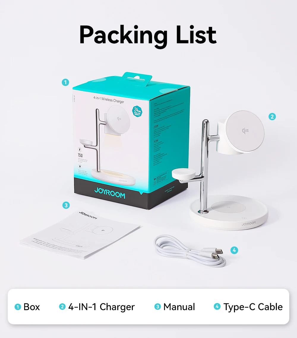 Joyroom Qi2 Magnetic Charging Station for Apple Fast Wireless Charger for iPhone 16 15 14 Pro Max for iWatch for AirPods JR-W23