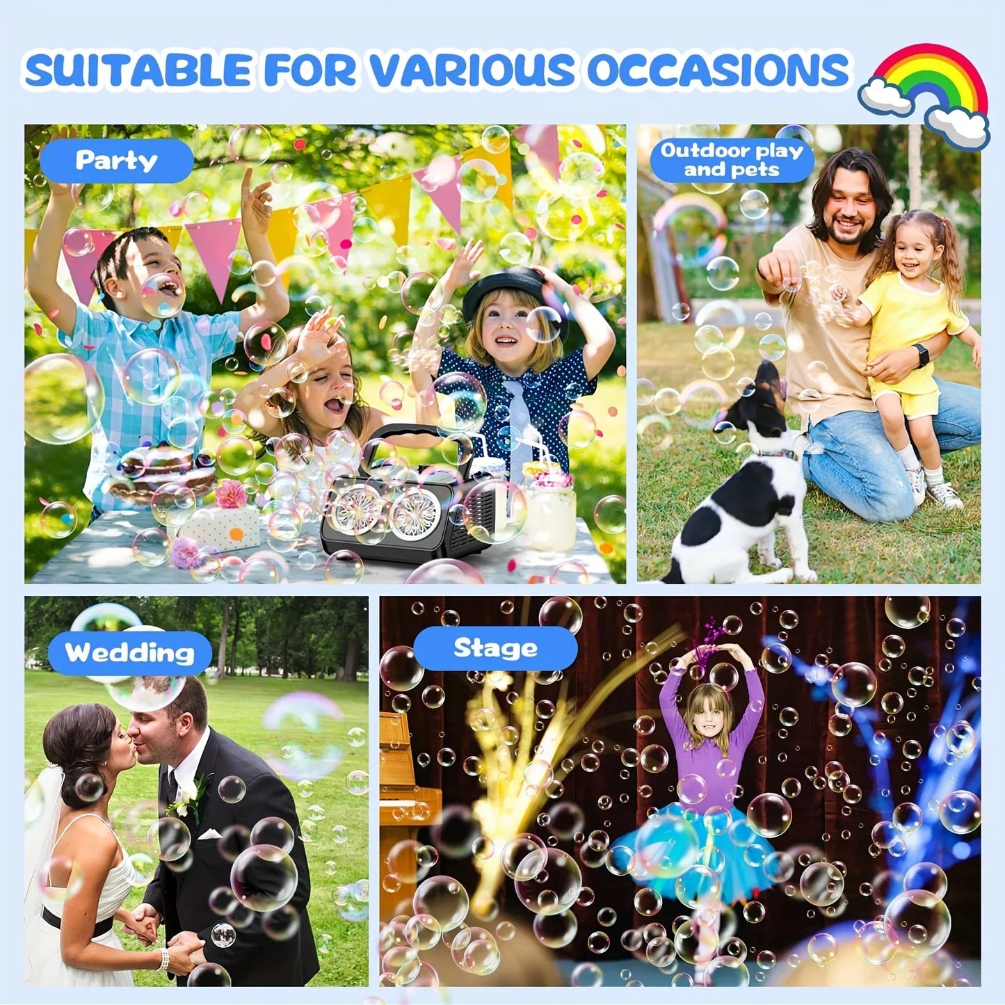 Handheld automatic bubble machine, children's portable bubble machine outdoor wedding game bubble water without battery