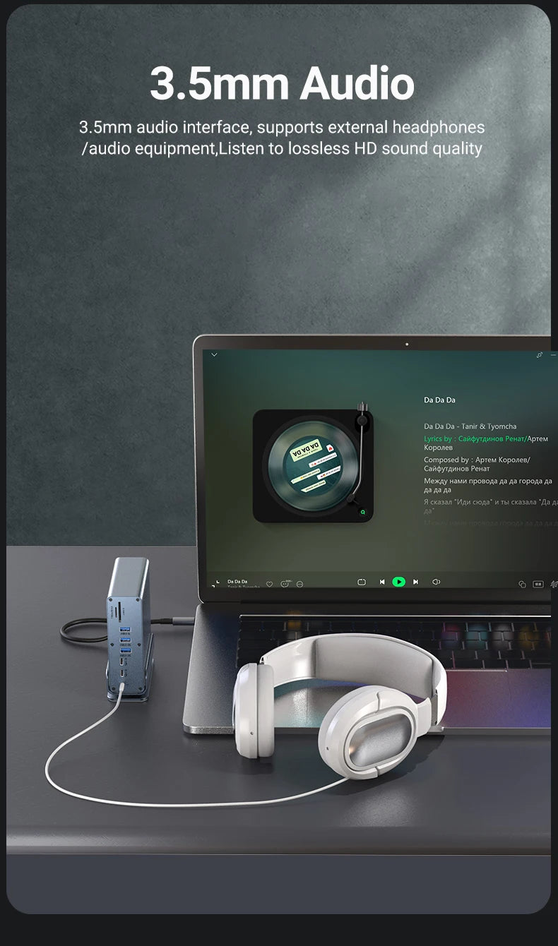 15 in 1 USB C HUB Docking Staion Multi-port Type C Thunderbolt wtih USB 3.0 HDMI PD 100W RJ45 SD/TF Audio 3.5 for Macbook Laptop