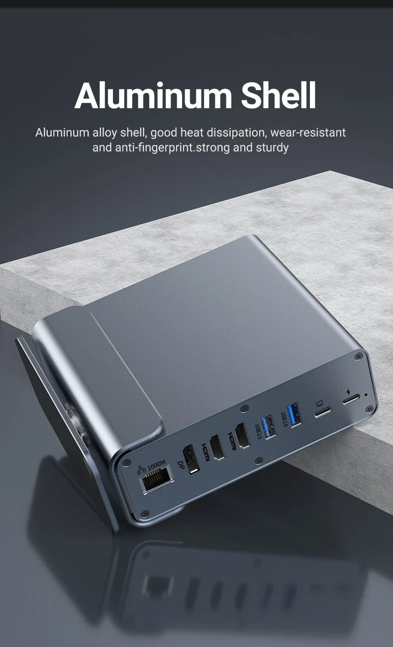 15 in 1 USB C HUB Docking Staion Multi-port Type C Thunderbolt wtih USB 3.0 HDMI PD 100W RJ45 SD/TF Audio 3.5 for Macbook Laptop